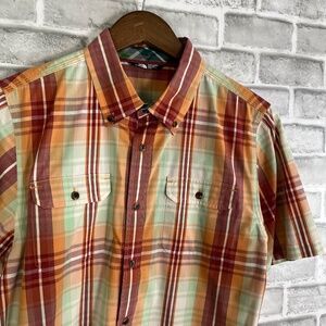 The North Face Rustic Plaid Lightweight Poly SS Button Up Shirt Mens Medium